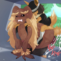 anthro balls beanie big_balls big_breasts big_butt black_sclera bodily_fluids breasts brown_body brown_fur butt clenched_teeth clothing cum cum_inside cumshot duo ejaculation eye_roll female fur genital_fluids genitals hat headgear headwear heart_symbol huge_balls huge_butt hyper hyper_balls hyper_genitalia larger_female larger_penetrated long_ears male male/female motion_lines one_breast_out penetration size_difference small_but_hung small_top_big_bottom smaller_male sweat teeth thick_thighs goat-kun nintendo pokemon lulu_(eztarg3t) oliver_(eztarg3t) eevee generation_1_pokemon generation_4_pokemon lagomorph lopunny mammal pokemon_(species) 1:1 hi_res