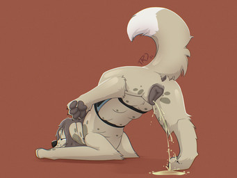 anatomically_correct anatomically_correct_genitalia anatomically_correct_vulva anus bodily_fluids female feral genital_fluids genitals paws service_animal service_vest solo urine vulva watersports therazzdazzler11 nikki_(therazzdazzler11) bird_dog canid canine canis domestic_dog golden_retriever hunting_dog mammal retriever 4:3 absurd_res hi_res trans_(lore) trans_woman_(lore)