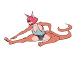 anthro areola areola_slip athletic_wear big_breasts bottomwear breasts clothing countershading ear_piercing female grey_clothing grey_shirt grey_tank_top grey_topwear gym_bottomwear gym_shorts hair hidden_eyes messy_hair orange_body pawpads piercing pink_hair shark_tail shirt short_hair shorts sitting smile solo spread_legs spreading stretching tan_body tan_countershading tank_top teeth thick_thighs topwear watermelon_trash gwen_haifisch_(codsterox) fish marine shark absurd_res hi_res