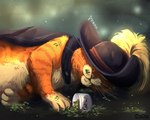 anthro blurred_background cape catnip catnip_on_fur catnip_on_ground catnip_on_mouth cheek_tuft clothing container drug_usage drugs eyes_closed facial_tuft fur fuzzy hat headgear headwear jar light lying male on_ground on_side orange_body orange_fur purring relaxing resting semi-anthro sleeping smile solo sunlight text tuft whiskers hintowl dreamworks puss_in_boots_(franchise) puss_in_boots_(dreamworks) domestic_cat felid feline felis mammal tabby_cat 5:4 hi_res signature