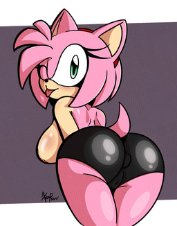 accessory anal anal_penetration anthro areola big_breasts big_butt black_bottomwear black_clothing black_nose black_shorts blush bottomwear breasts butt buttplug buttplug_in_ass buttplug_insertion camel_toe clothed clothing eyelashes female fur green_eyes hair hair_accessory hairband head_tuft looking_at_viewer looking_back looking_back_at_viewer object_in_ass one_eye_closed penetration pink_areola pink_body pink_fur pink_hair plug_(sex_toy) plug_insertion purple_background sex_toy sex_toy_in_ass sex_toy_insertion short_hair shorts simple_background solo tan_body tan_fur thick_thighs tight_bottomwear tight_clothing tight_shorts tongue tongue_out topless tuft white_background wide_hips wink winking_at_viewer xenrevv sega sonic_the_hedgehog_(series) amy_rose eulipotyphlan hedgehog mammal hi_res