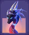accessory black_body black_scales crown female feral green_eyes headgear horn jewelry multi_horn necklace queen royalty scales solo sparkles plaguedogs123 activision mythology spyro_the_dragon cynder dragon mythological_creature mythological_scalie scalie 2025 digital_media_(artwork) half-length_portrait headshot_portrait portrait