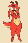 anklet anthro blush choker countershading crossed_arms eyelashes female flat_chested grumpy horn jewelry necklace orange_body purple_eyes solo tsundere wide_hips yellow_body yellow_countershading nerdyreindeer mythology dragon mythological_creature mythological_scalie scalie hi_res