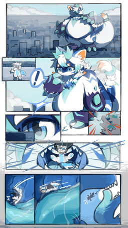 anthro belly blue_body blue_claws blue_eyes blue_fur city city_background claws exclamation_point extreme_size_difference fur holding_character inner_ear_fluff kemono larger_anthro looking_down looking_down_at_another macro on_tongue oral_vore size_difference smaller_anthro tail teal_body teal_fur teal_tongue teeth tongue tuft vore white_belly white_body white_fur white_inner_ear_fluff white_tail yellow_inner_ear arlin_(arlin) mythology inoue_kurose dragon furred_dragon furred_scalie mythological_creature mythological_scalie scalie 9:16 comic hi_res