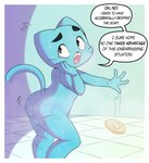 anthro balls butt dialogue genitals male nude sarcasm shota soap text young young_anthro limettin threek cartoon_network don't_drop_the_soap the_amazing_world_of_gumball gumball_watterson domestic_cat felid feline felis mammal absurd_res english_text hi_res