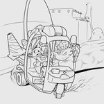 anthro car drifting duo female gun inside_car inside_vehicle ranged_weapon solo vehicle weapon sketchy_brush capcom disney resident_evil zootopia judy_hopps lagomorph leporid licker_(resident_evil) mammal monster rabbit undead zombie 1:1 absurd_res hi_res line_art monochrome