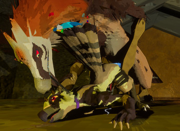 all_fours anal anthro bodily_fluids collar cum cum_on_ground doggystyle duo erection feathers from_behind_position genital_fluids genitals hand_on_head leash leash_pull leashed_collar low_poly male male/male male_penetrated male_penetrating male_penetrating_male nude penetration penis sex tail kobold_dellarte raumsk accipitrid accipitriform avian bearded_vulture bird old_world_vulture osprey vulture 3d_(artwork) digital_media_(artwork) hi_res