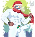 abs accidental_holly balls bell big_muscles blue_nipples blush bodily_fluids carrot clothing erection food genital_fluids genitals glans hat headgear headwear holding_object holidays holly_(plant) humanoid_genitalia humanoid_penis ice_precum icicle jingle_bell looking_at_viewer male mostly_nude muscular muscular_humanoid muscular_male navel nipples not_furry open_mouth pecs penis plant precum scarf smile snow snow_balls snow_penis snowman solo standing unusual_bodily_fluids unusual_genital_fluids unusual_precum vegetable white_balls white_body white_glans white_penis fermrviper christmas elemental_creature elemental_humanoid humanoid mineral_fauna mineral_humanoid snow_creature snow_humanoid absurd_res hi_res signature