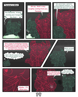 2_horns blush dialogue dirty_talk duo fangs half-closed_eyes heart_symbol horn looking_pleasured male mentioned_character narrowed_eyes offscreen_sex scarf speech_bubble teeth text thought_bubble unusual_anatomy unusual_eye_placement kittipaws kirby:_triple_deluxe kirby_(series) nintendo dark_taranza taranza 4:5 absurd_res comic english_text hi_res