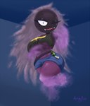 belt big_breasts biped black_belt black_body black_clothing black_shirt black_thong black_topwear black_underwear blue_bottomwear blue_clothing blue_shorts bottomwear breasts clothed clothed_female clothed_humanoid clothing denim denim_bottomwear denim_clothing denim_shorts dusk_ball eyelashes fangs female female_humanoid gradient_body looking_at_viewer multicolored_body navel noseless not_furry one_eye_closed open_mouth pokeball pokemorph pseudo_hair purple_body purple_eyes purple_pseudo_hair shirt shorts solo teeth thong topwear torn_clothing torn_shirt torn_topwear two_tone_body under_boob underwear wide_hips yellow_clothing yellow_shirt yellow_topwear kawma nintendo pokemon gastly generation_1_pokemon humanoid pokemon_(species) pokemon_humanoid spirit 2025 absurd_res hi_res signature story story_in_description