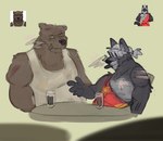 anthro duo male male/male idijust adastra adastra_(series) echo_(game) echo_(series) echo_project brian_dubois cato_(adastra) bear canid canine canis mammal wolf hi_res tagme