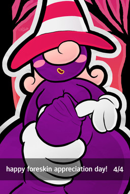 balls big_breasts big_penis blush blush_stickers breasts cartoon_gloves clothing curly_hair erection foreskin foreskin_play foreskin_pull genitals gloves gynomorph hair handwear hat headgear headwear humanoid_genitalia humanoid_penis intersex mostly_nude open_mouth open_smile penis plant presenting presenting_penis purple_body smile solo text tree wide_hips witch_hat pincoosh foreskin_day mario_bros nintendo paper_mario vivian_(mario) humanoid shadow_siren 2026 absurd_res digital_media_(artwork) english_text hi_res signature trans_(lore) trans_woman_(lore)