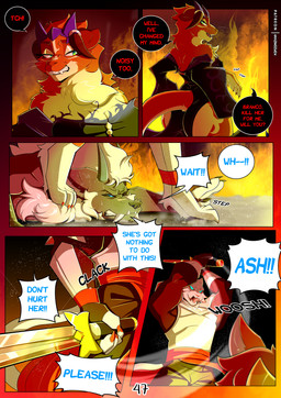 5_fingers anthro armor black_nose breasts brown_body brown_fur butt clenched_teeth clothing dialogue fangs feet female fight fingers fire fur grey_body grey_fur group hair headgear helmet hindpaw humanoid_hands male melee_weapon paws red_body red_fur smoke sword tail teeth text trio weapon white_body white_fur amazinggwen ash_(amazinggwen) branco_(amazinggwen) snow_(amazinggwen) yure_(amazinggwen) deer felid hybrid mammal monster mustelid otter pantherine tiger 2025 comic digital_media_(artwork) english_text hi_res shaded