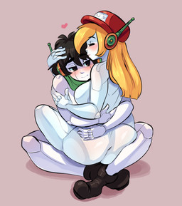 big_breasts big_butt blonde_hair blush breasts brown_eyes butt clothing duo female glistening glistening_body hair hat headgear headwear heart_symbol humanoid_on_humanoid joints machine male male/female mostly_nude not_furry romantic romantic_couple simple_background smile drcockula cave_story curly_brace quote_(cave_story) android humanoid robot robot_humanoid digital_media_(artwork) hi_res shaded