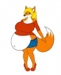 anthro belly big_belly big_breasts blonde_hair breasts female hair huge_breasts hyper hyper_pregnancy pregnant solo vixenmagda magda_(vixenmagda) canid canine fox mammal