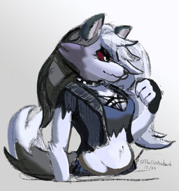 alternative_fashion anthro female goth solo year electroshark hellaverse helluva_boss loona_(helluva_boss) canid canine canis mammal wolf 2022 dated half-length_portrait hi_res portrait signature