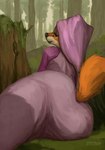 2019 anthro black_eyebrows black_nose canid canine clothed clothing detailed_background digital_media_(artwork) digital_painting_(artwork) disney dress exposure_variation eyebrows female forest fox foxovh fully_clothed fur headdress hi_res looking_at_viewer looking_back looking_back_at_viewer lying maid_marian mammal multicolored_body multicolored_fur on_side orange_body orange_eyes orange_fur orange_tail outside pink_clothing pink_dress pinup plant pose red_fox robin_hood_(disney) smile solo tail tree true_fox two_tone_body two_tone_fur white_body white_fur wimple