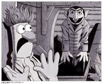 2020 4_fingers beaker_(muppets) big_nose black_and_white border bruce_mccorkindale buckteeth claws clothing coffin count_von_count crossover eyewear fangs feral fingers gloves greyscale group hair handwear hi_res horror_movie humanoid humanoid_pointy_ears kerry_callen looking_at_viewer male mammal messy_hair monochrome monocle muppet muppets murid murine nosferatu nosferatu_(movie) parody rat rizzo_the_rat rodent rope sarcophagus sesame_street signature teeth the_muppet_show vampire whiskers white_border