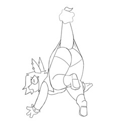 ambiguous_gender angry anthro big_butt boots bracelet butt clothing ear_piercing footwear jewelry open_mouth panties piercing raised_tail shoes simple_background spiked_bracelet spikes suspension tail thick_tail underwear white_background potoobrigham unknown_species 1:1 2025 animated hi_res monochrome