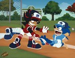 4_toes anthro barefoot baseball_uniform clothing duo feet foot_fetish foot_focus foot_play laugh male male/male soles sportswear tickle_torture tickling tickling_feet toes uniform glifer sega sonic_the_hedgehog_(series) shadow_the_hedgehog sonic_the_hedgehog hi_res