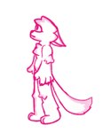 anthro fur male simple_background solo white_body white_fur pleskoslez monochrome pink_and_white