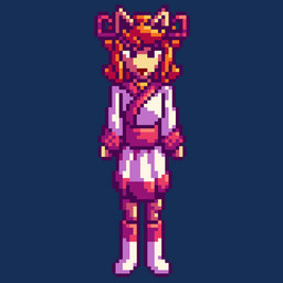 anthro asian_clothing boots clothing east_asian_clothing female footwear fur hair japanese_clothing kimono long_sleeves neutral_expression orange_hair red_clothing red_kimono shoes standing tan_body tan_fur trycia_lotus undertale_yellow ceroba_ketsukane canid canine fox mammal digital_media_(artwork) pixel_(artwork)