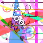 big_eyes bow_(feature) bow_tie clothing directional_arrow fool's_hat hat headgear headwear solo superflat surreal y2k_(graphic_design) box_xod kirby_(series) nintendo marx_(kirby) 1:1 2019 colorful_theme digital_media_(artwork) sketch