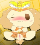 anthro blush brown_body brown_fur chibifur female fur genitals heart_symbol japanese long_ears one_eye_closed presenting pussy solo wet wink yellow_body yellow_fur young tatwuyan cinnamoroll sanrio chiffon_(cinnamoroll) bird_dog canid canine canis cocker_spaniel domestic_dog hunting_dog mammal spaniel