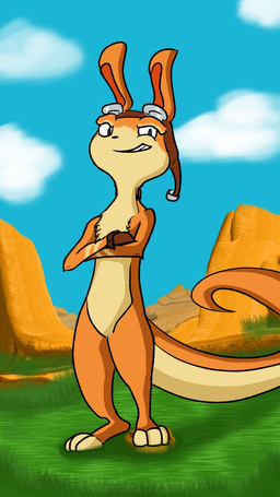 anthro clothing eyewear fur gloves goggles handwear male orange_body orange_fur solo arttatoe jak_and_daxter naughty_dog sony_corporation sony_interactive_entertainment daxter mammal mustelid ottsel hi_res