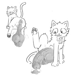 anus balls big_balls big_penis bodily_fluids bow_tie cum darkened_genitalia darkened_penis feral fur genital_fluids genitals glistening glistening_balls glistening_genitalia glistening_penis huge_balls huge_penis humanoid_genitalia humanoid_genitalia_on_feral humanoid_penis humanoid_penis_on_feral hyper hyper_balls hyper_genitalia hyper_penis leaking_cum male pawpads paws penis puffy_anus saggy_balls scrotum_flap simple_background sitting smelly_penis solo steam sweat tail vein veiny_penis white_background white_body white_fur f_d_e_i_a domestic_cat felid feline felis mammal 1:1 greyscale hi_res monochrome