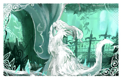 border checkered clothing crystal detailed_background dragon_tail duo eyeless female feral filigree foreheads_touching fur hair hands_on_another's_head ivy_(plant) long_hair male metal monster_girl_(genre) plant white_body white_border white_clothing white_fur white_hair bracketsxxx dark_souls fromsoftware mythology crossbreed_priscilla seath_the_scaleless animal_humanoid dragon dragon_humanoid humanoid hybrid mythological_creature mythological_scalie scalie clip_studio_paint_(artwork) digital_media_(artwork) signature