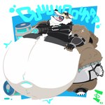 4_fingers anthro belly big_belly brown_body brown_fur burping chug_jug chug_jug_expansion clothing expansion fingerless_gloves fingers fur gloves handwear huge_belly huge_thighs hyper hyper_belly male multicolored_body multicolored_fur navel obese obese_anthro obese_male open_mouth overweight overweight_anthro overweight_male pink_tongue shield_potion slurp_juice solo standing teeth thick_thighs tight_clothing tongue two_tone_body two_tone_fur white_belly wide_hips yellow_eyes the-netwayman_(artist) epic_games fortnite wendell_(fortnite) canid canine canis mammal wolf 1:1 2023