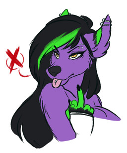 anthro breasts eyebrow_piercing facial_piercing female fur hair looking_at_viewer piercing solo tongue tongue_out tongue_piercing redpixie canid canine mammal