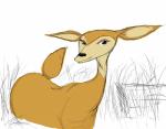 big_butt blue_eyes butt female feral looking_at_viewer practice solo unknown_artist open_season giselle_(open_season) deer mammal hi_res sketch