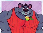 anthro between_pecs clothing eating food fruit male muscular muscular_male pecs plant red_clothing shirt solo tank_top topwear wumpa_fruit jasperthecrab activision crash_bandicoot_(series) koala_kong koala mammal marsupial vombatiform