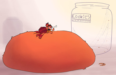 6_legs anthro arthropod_abdomen belly big_belly black_eyebrows bloated burping cookie exclamation_point eyebrows eyelashes female female_anthro food fur half-closed_eyes hand_on_own_belly huge_belly hyper hyper_belly light lying mitten_hands multicolored_body multicolored_fur narrowed_eyes noseless on_front open_mouth open_smile orange_body orange_fur red_body red_fur smile smiling_at_viewer solo teeth text thick_eyebrows octoguy dreamworks the_bad_guys ms._tarantula_(the_bad_guys) arachnid arthropod mygalomorph spider tarantula 2022 absurd_res colored digital_drawing_(artwork) digital_media_(artwork) english_description english_text hi_res lighting shaded