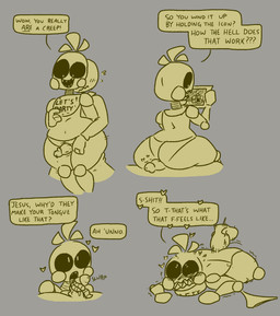 ahegao ambiguous_penetration anthro beakless bib big_butt black_sclera blush blush_stickers butt casual_sex clenched_teeth clothed clothing dialogue duo eye_contact female flat_chested genitals happy heart_symbol hot_dogging human_on_anthro interspecies long_tongue looking_at_another looking_pleasured machine male male/female onomatopoeia open_mouth oral panties penetration penis question_mark sex sharp_teeth simple_background smile sound_effects speech_bubble tablet teeth text thigh_sex tongue tongue_out tonguejob underwear wide_hips qoolbunart five_nights_at_freddy's five_nights_at_freddy's_2 scottgames toy_chica_(fnaf) animatronic avian bird chicken galliform human mammal phasianid robot 2020 absurd_res digital_media_(artwork) english_text hi_res monochrome multiple_images