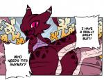 anthro big_butt butt color_edit colored dialogue english_text eyelashes featureless_crotch female kobold looking_back open_mouth parody presenting presenting_hindquarters rakkuguy rear_view scalie shaking_butt short_stack simple_background small_breast_angst solo speech_bubble text third-party_edit