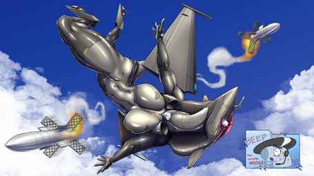aircraft airplane anthro back_wings black_body breasts cloud cockpit featureless_breasts female fin flying jet jet_engine machine metallic_body missile missiles not_furry nude nude_anthro nude_female outside pink_eyes sky skyscape solo thick_thighs vehicle wheel wheel_feet wings gun-modoki aeromorph living_aircraft living_machine living_vehicle 16:9 4k absurd_res digital_media_(artwork) hi_res widescreen