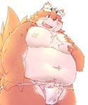 anthro asian_clothing belly bulge clothing east_asian_clothing fundoshi japanese_clothing kemono male moobs navel nipples overweight overweight_anthro overweight_male simple_background solo underwear white_background chiro_(artist) incubus! ink_incuberia canid canine fox mammal 2017 hi_res