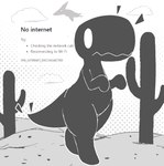 anthro cactus cloud dinosaur dinosaur_(google_chrome) female google google_chrome lizardfungus monochrome plant prehistoric_species pterodactylus pterosaur reptile scalie solo surprised tail tailbutt thick_tail