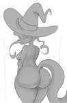 4_fingers anthro big_breasts big_butt biped bottom_heavy breasts butt cheek_tuft clothing curled_hair ear_piercing ear_stud ears_through_headwear faceless_anthro faceless_character faceless_female facial_tuft female fingers fur fur_tuft hair hand_on_arm hand_on_own_arm hat hat_only headgear headgear_only headwear headwear_only holding_arm huge_butt humanoid_hands legs_together long_hair mostly_nude mostly_nude_anthro mostly_nude_female piercing pointy_ears prick_ears side_boob snout solo standing tail textless thick_thighs three-quarter_view tuft whiskers witch_hat witch_hat_only dbaru mighty_magiswords bimm domestic_cat felid feline felis mammal 2024 digital_drawing_(artwork) digital_media_(artwork) greyscale hi_res monochrome portrait three-quarter_portrait