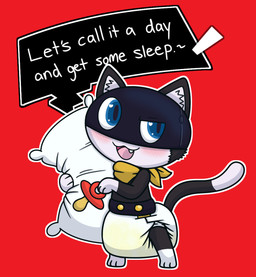 anthro belt black_body black_fur blue_eyes blush bodily_fluids chibi clothed clothing diaper diaper_fetish fur genital_fluids kerchief looking_at_viewer male markings mask open_mouth pacifier simple_background smile solo tail tail_markings text unclean_diaper urine used_diaper wearing_diaper wet_diaper wetting white_body white_fur tenerius atlus megami_tensei persona_(series) persona_5 sega morgana_(persona) domestic_cat felid feline felis mammal tuxedo_cat digital_media_(artwork) english_text hi_res