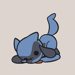 3_fingers 3_toes ambiguous_gender black_body black_eyes black_fur black_nose blue_body blue_fur daww feet feral fingers fur licking lying red_tongue simple_background solo tail toes tongue tongue_out advos nintendo pokemon canid canine generation_4_pokemon mammal pokemon_(species) riolu 1:1 2d_animation animated digital_media_(artwork) frame_by_frame