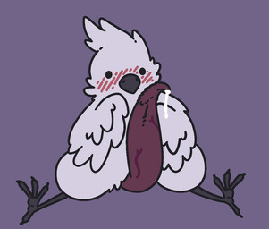 avian_feet big_penis blush blush_lines bodily_fluids dot_eyes dripping erection feathers feet feral fluffy front_view genital_fluids genitals huge_penis hyper hyper_genitalia hyper_penis looking_at_viewer male penis precum precum_drip presenting presenting_penis simple_background simple_eyes solo talons tapering_penis toes vein veiny_penis white_body white_feathers wings gandergeist avian bird aliasing digital_media_(artwork)