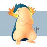 ambiguous_gender simple_background solo safero nintendo pokemon generation_2_pokemon pokemon_(species) typhlosion 1:1 absurd_res digital_media_(artwork) hi_res