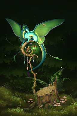 amber_eyes female feral forest frill_(anatomy) fungus lamp lantern membrane_(anatomy) mushroom plant solo staff stinger stinger_tail tail translucent translucent_wings tree tree_stump wings mydrawnworld mythology lulu_(shadeominus) arthropod dragon fairy_dragon insect lepidopteran moth mythological_creature mythological_scalie scalie hi_res