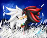 black_body blush clothing duo gloves grey_body handwear male male/male red_body red_eyes yellow_eyes shilumi sega sonic_the_hedgehog_(series) shadow_the_hedgehog silver_the_hedgehog eulipotyphlan hedgehog mammal 2010