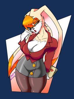 anthro big_breasts black_clothing black_legwear breasts brown_eyes cleavage clothed clothed_anthro clothed_female clothing colored_nails eyewear female fingernails fur glasses grey_clothing grey_shirt grey_topwear hair holding_file_folder legwear lips lipstick long_ears makeup mature_anthro mature_female multicolored_body multicolored_fur nails office_clothing office_lady orange_hair red_clothing red_fingernails red_lipstick red_nails red_shirt red_topwear shirt solo tan_body tan_fur thick_lips thick_thighs topwear two_tone_body two_tone_fur wearing_glasses white_body white_fur randomgloves eggman_logo sega sonic_the_hedgehog_(series) vanilla_the_rabbit lagomorph leporid mammal rabbit 2022 3:4 alpha_channel hi_res