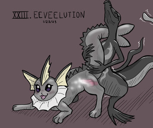 anthro anthro_on_feral bestiality duo ejaculation female feral feral_penetrated frill_(anatomy) gynomorph intersex intersex/female penetration penile penile_penetration penis_in_vagina tail translucent translucent_body vaginal vaginal_penetration dregadude nintendo pokemon eeveelution generation_1_pokemon generation_7_pokemon pokemon_(species) salazzle vaporeon 2023 6:5 dated hi_res